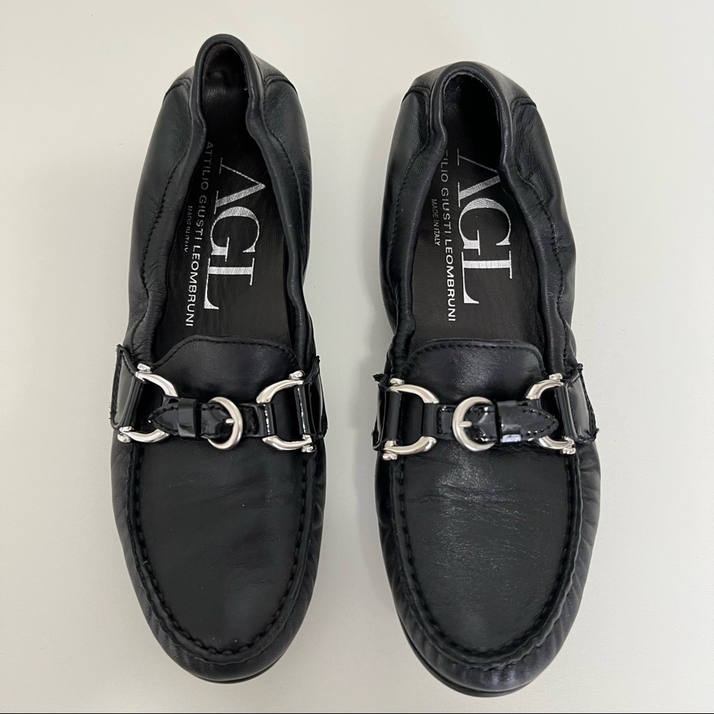 AGL Attilio Giusti Leombruni Black 36.5 US 6 Leather Loafers Made in Italy Mint